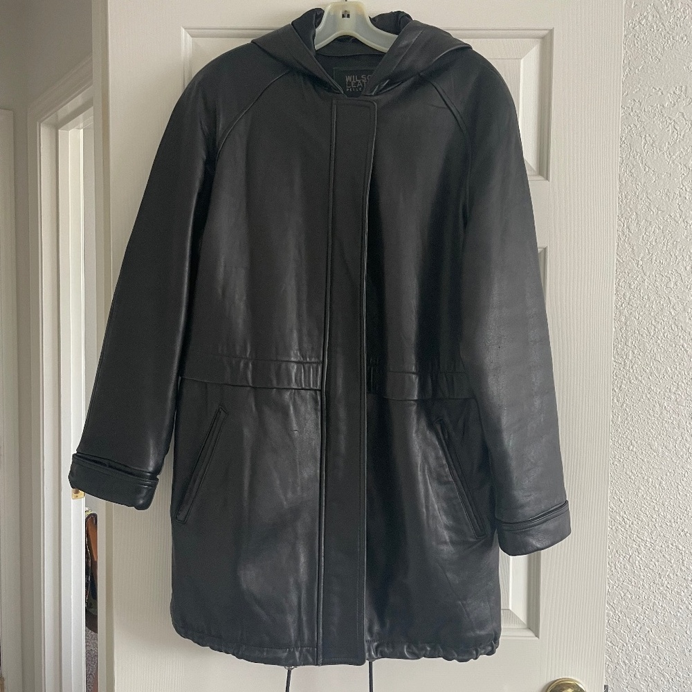Wilson's Leather Pelle Studio Black Hooded Jacket - M